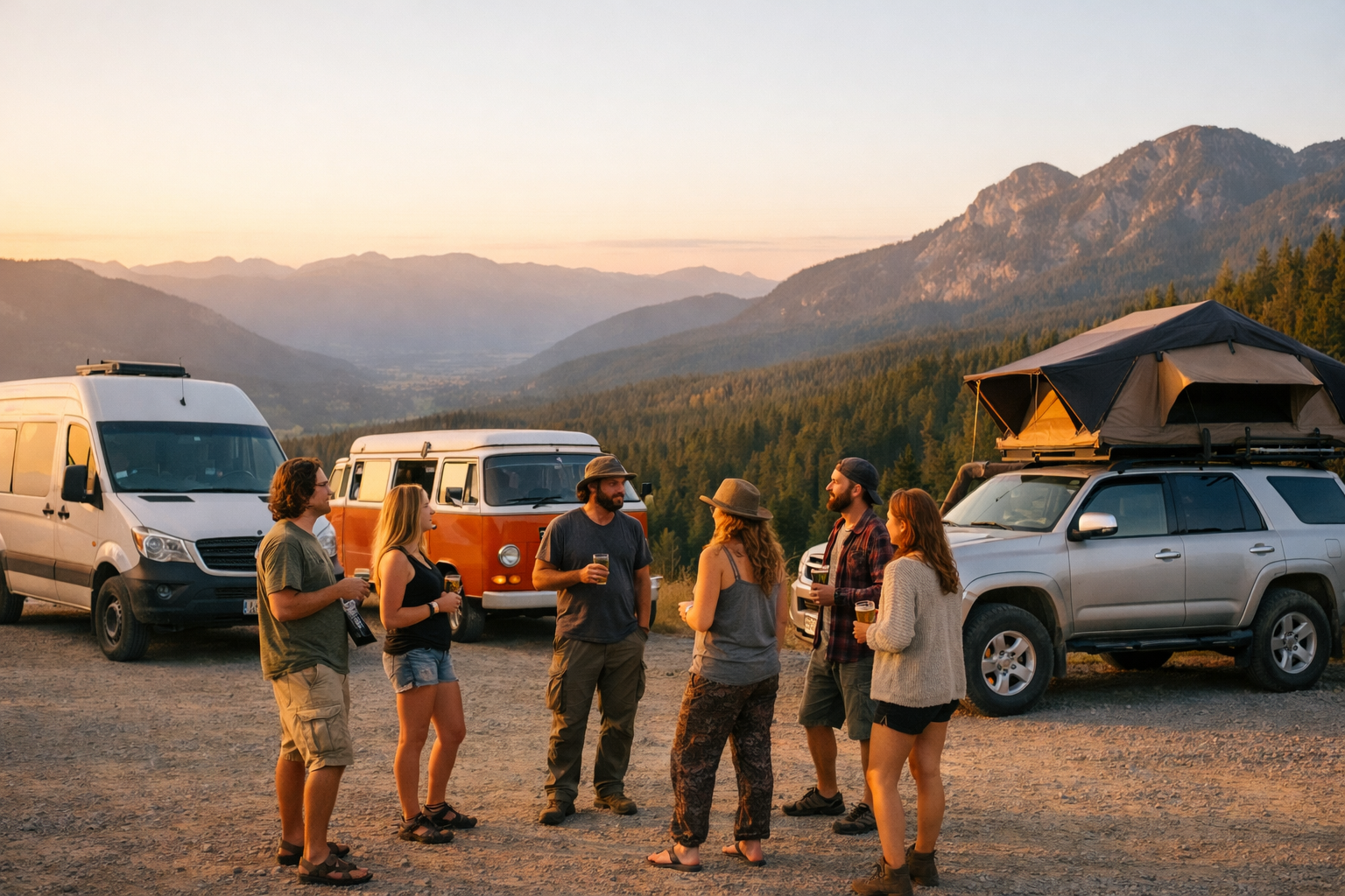 Group of nomads at scenic overlook