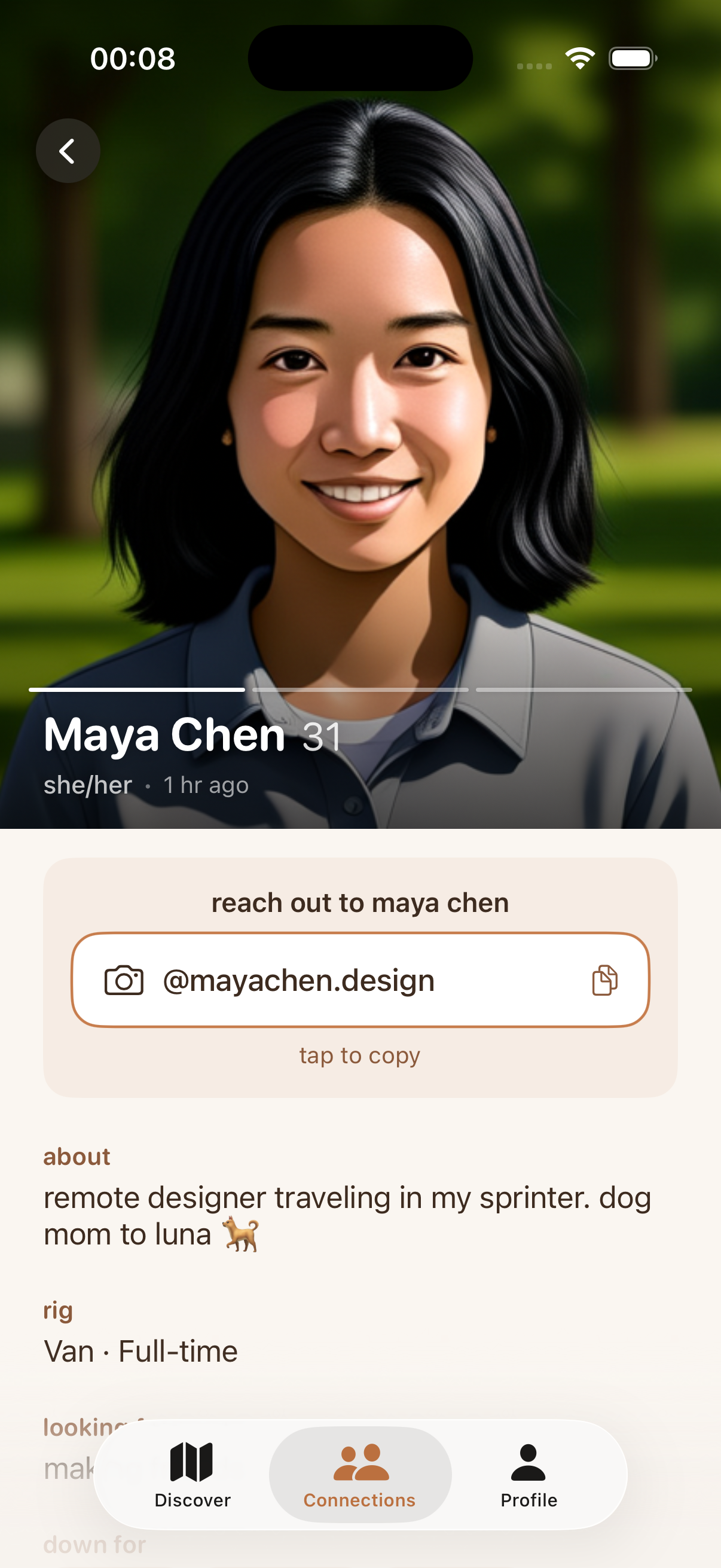 nomatch connection card with contact exchange