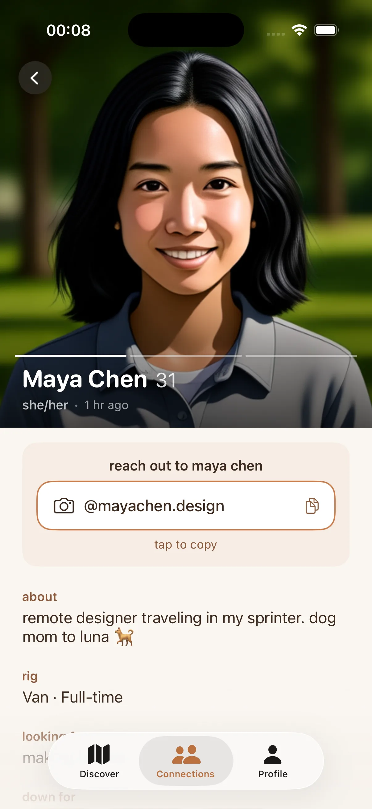 nomatch connection card with contact exchange