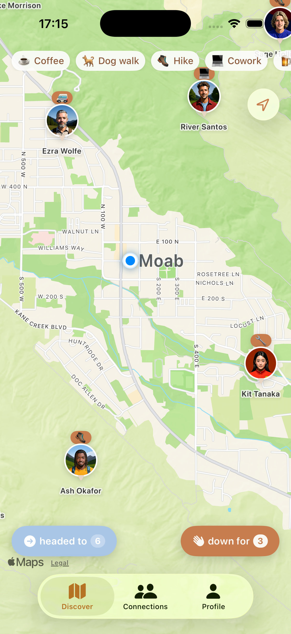 nomatch discovery map showing nearby nomad pins